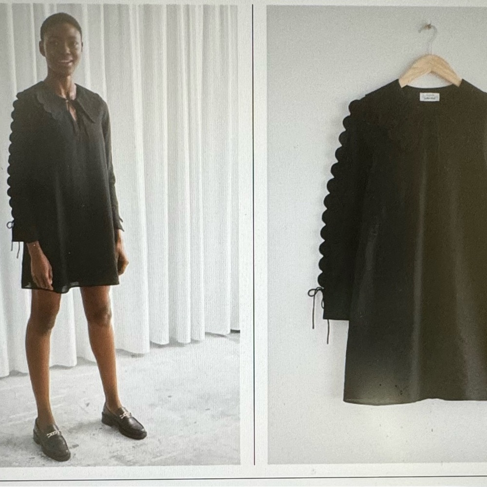 & Other Stories Scalloped Mini Dress; black, size 8
